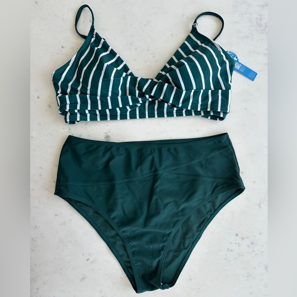Striped Green Bikini Set